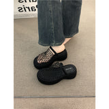 Cake Thick Bottom High Heel Hollow Black Bag Head Sandals Women Summer Gentle Fairy Small Half