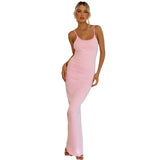 Zingj New French Retro Plaid Pink Sling Slim Knit Dress Women