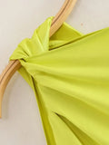 Knotted Satin Dress Woman Sleeveless Short Dresses For Women Ruched Summer Mini Dress 2023 Elegant Chic Women