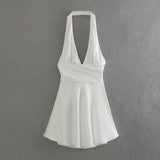 Women's Dress 2025 New Fashion Sexy Silk Nyley Hanging Neck-Lexed Short