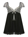 Fairy Y2K Patchwork Mesh Mini Dress-Outfit