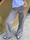 Washed Pocket Solid Cargo Pants- Outfit