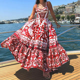 Spot 2025 Spring And Summer New Female Fashion Temperament Large Long Print Halenders
