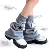 Zingj Hot Girl Leg Set Y2k Homemade Star Big Bone Element Show Leg Thin Jk Knit Pile Pile Wide Leg Sock Set-Outfit