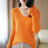 Zingj New Spring And Autumn V-Neck Vertical Knit Short Sleeve Women's Collar Slim Solid Color Wool Undershirt Jacket-Outfit