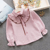 Spring Summer 2020 Cotton Blouse for Big Girls Striped Clothes Children Long Sleeve School Girl Shirt Kids Tops 2-8