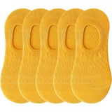 pieces = 5 pairs Women Invisible Solid Color Socks Slippers Ladies Polyester Cotton Non-slip Silicone Ankle Socks