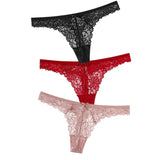 Sexy Lace Thong Low Waist Lace Transparent Panties Women Hollow out Breathable G String Briefs Bow Underwear