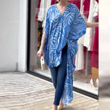 Zingj Summer New Fashion Print Niche Irregular Loose Chiffon Shirt Jacket-Outfit