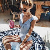 Sexy One Piece Swimsuit Female Swimwear Women V Neck Bathing suit Striped Beach wear Ruffled Bodysuit High Waist