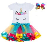 Clothing Sets Baby Girls Clothes 2021 Summer Princess Party Unicorn Colorful tutu Dress Kids Birthday Ball Gown