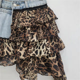 Denim Irregular Patchwork Ruffles Mini Skort- Outfit
