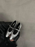 Zingj Silver French Spring And Autumn Small Single Shoes Women's 2024 New Hot Style With Skirt Mary Jane Evening