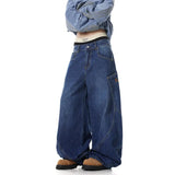 Zingj Design Sense Large Pocket Culass Jeans Men And Women's Autumn New Loose Wide Leg Embroidered Floor