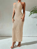 And Summer New Body Repair Neck Tie Bare Back Knitted Sweater