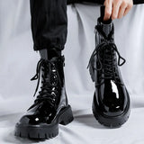 Zingj Boots Men's British Boot Men's 2023 Bright Leather Work Leather Shoes