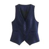 New Women's Casual Suit Vest Fashion Suit Buckle Straight Trousers Double