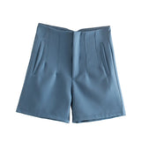 Women Solid Shorts High Waits Zipper Fly Shorts With Pockets Female Chic Casual Shorts Mujer Pantalon