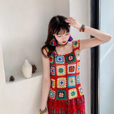 knitted vest 2021 spring and summer fashion new women's crocheted hollow cropped top sling casual