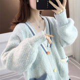 Zingj Knit Cardigan Spring Dress 2024 New Women's Wear Loose Wear Autumn And Winter Hot Style Add Thick Sweater Coat-Outfit