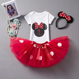 Mouse Baby Girls Dress 1st Baptism Dress For Infant Girl 2 Years Old Baby Kids Clothes Polka Dots Summer Newborn