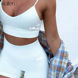 Sexy Casual Camisole and Short 2 Piece Set Women Streewear Fitness Outfit Sportswear Summer Beach Cotton Tracksuit