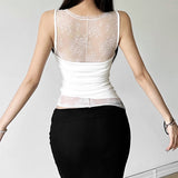2024 Summer New Women's Sexy Hottie Hollow Lace Mesh Sleeveless Body