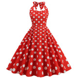 De Cocktail Halter Summer Vintage Dress Sleeveless Retro Sundress Elegant 2022 50s 60s Pin Up Rockabilly Flare