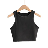 Zingj Yoga Female Training Double Layer Ultra Short Solid Color Vest-Outfit
