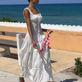 Zingj Sexy White Pure Desire Dress Summer Hot Style Pleated Temperament Show Thin Holiday Dress Woman- Outfit