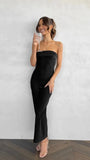 Zingj Spring And Summer New Temperament Famous Yuan Satin Hollow Out Back Wipe Chest Money Dress Long