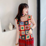 knitted vest 2021 spring and summer fashion new women's crocheted hollow cropped top sling casual