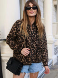 Women Leopard Print Wool Fleece Coat Long Sleeve O Neck Warm Female Jacket 2023 Autumn Fashion Lady Streetwear