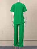 Women New Fashion Letter Printed 2 Piece Sets Short Sleeve Tops+High Waist Pants Suit Ladies Matching Casual Outfits