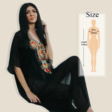 Blue Bohemian Embroidered Batwing Sleeve Side Split Summer Beach Dress Chiffon Tunic Women Plus Size Beachwear kaftan