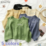 Vest Women Hot Sale Fashion Simple Solid Spring Fall Ladies Cropped Sweaters All-match Korean College Female