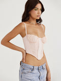 Girls Lovely Vacation Outfits Fashion Streetwear Sexy Camis Vest Clothing Ruched Padded Boning Corset Crop Pink