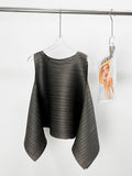 Folded Women's Summer Solid Color Top Sleeker-Less Collar Fashion Loose Daily Simple Wear Commuting