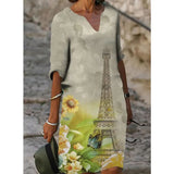 Summer Y2K Vintage V Neck Sundress Women Butterfly Print Midi Dresses Half Sleeve Casual Robe Beach Party Vestido De