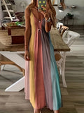 Zingj Women's Long Dress Slim Dazzle Color Slip Dress Gradient New Print Women's Dress-Outfit