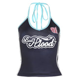 2024 Summer New Women's Street With Hanging Neck Letter Print Umbilical
