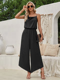 Fashion Casual Women's 2025 New Solid Color Sling Waist Wide Leg