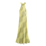 2025 New Women's Fashion Casual Silk Satin Texture Striped Dress
