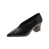 Single Shoes Women Fall 2025 New Snake Grain Fine Heel Women Shoes Light Mouth Solid