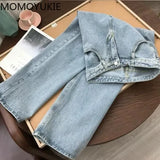high waist women's fashion jeans woman girls women wide leg pants trousers female jean femme denim bagge mom