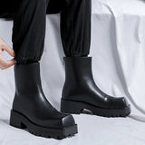 Zingj Square Sleeve Martens Men's Platform Short Boots Men Autumn / Winter Muffin Smoke Boots