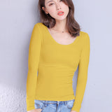 2022 Brand New Cotton Women's T-shirt Long-sleeved Solid Color Women T-shirts Leisure Woman T shirt for Female Tops