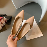 New Spring And Summer Rivet Flat Shoes Shallow Patent Leather Willow Soft Soles Shoes Flat Shoes Women Sharp Single