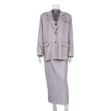 Zingj Spring And Autumn New Suit Fashion High-End Women's Clothing After The Slit Skirt Striped Suit Two Sets-Outfit