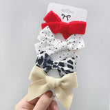 2021 New Sweet Leopard Printed Hair Clips For Cute Girls Bowknot Barrettes Safty Hairpin Headwear Kids Hair